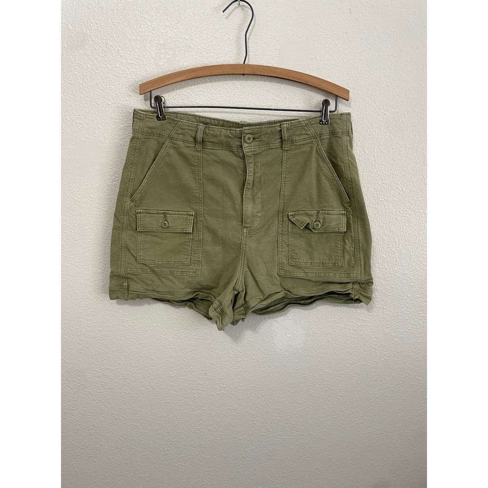 American Eagle 90s Boyfriend Shorts Women 14 Olive Green Cargo High Rise